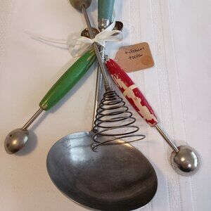 Set of Four Vintage, Wooden Handle Kitchen Tools